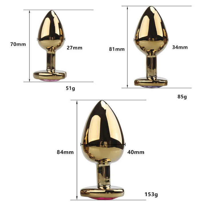 Anal Plug Female Sex toy 3 Sizes Mini Heart Hip Stimulator Smaller Gold-plated Metal Anal Plug Adult Sex Toy — view 4