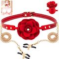 SM Silicone Solid Rose Mouth Balls and Nipple Clamps - product image