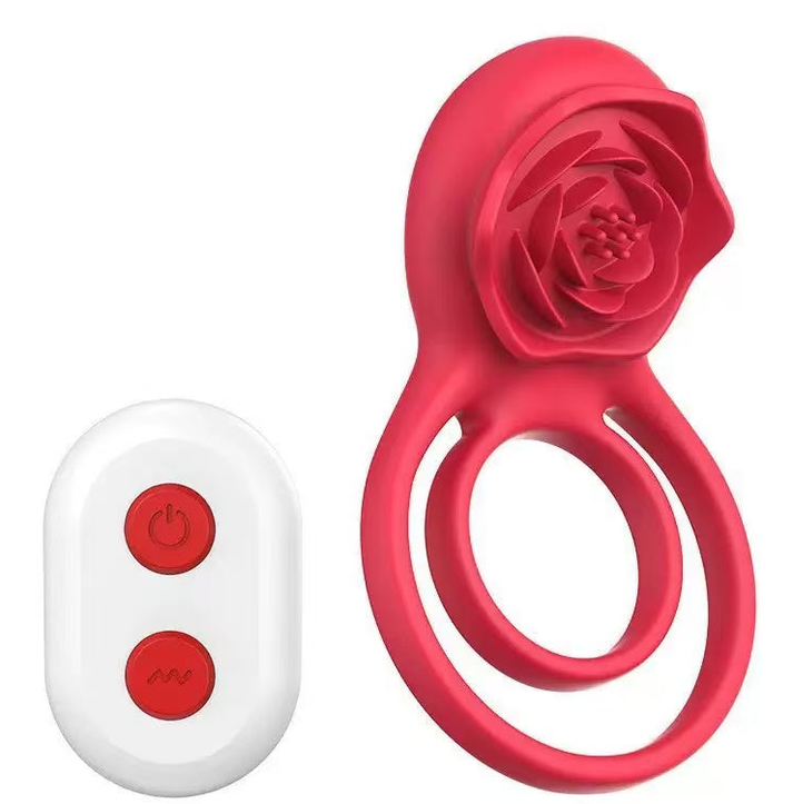 Remote-controlled double penis cock ring