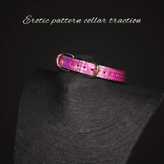 sm rose color patterned lustrous texture traction collar — view 3