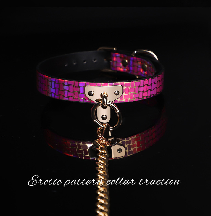 sm rose color patterned lustrous texture traction collar