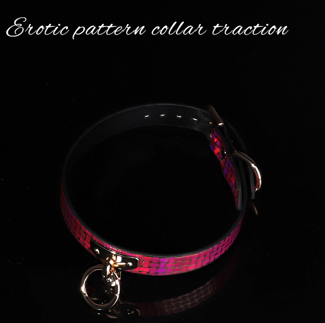 sm rose color patterned lustrous texture traction collar — view 5