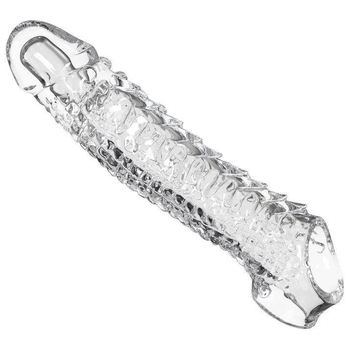 Vibrating dildo with raised wolf-teeth texture along the shaft