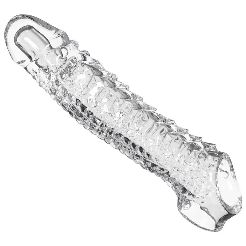 Vibrating dildo with raised wolf-teeth texture along the shaft