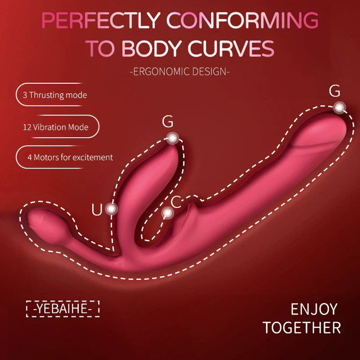 Built-in type, clitoris and anus three-in-one wireless remote-controlled telescopic vibrator — view 4