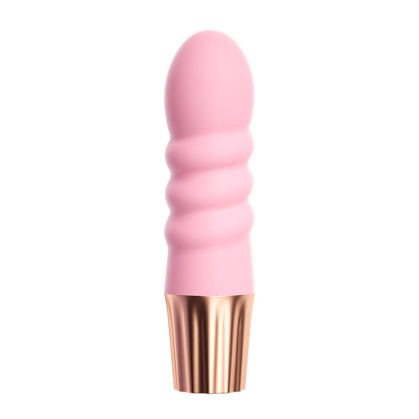 Compact USB Rechargeable Intimate Vibrator with Textured Spiral Design