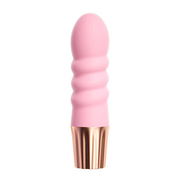 Compact USB Rechargeable Intimate Vibrator with Textured Spiral Design