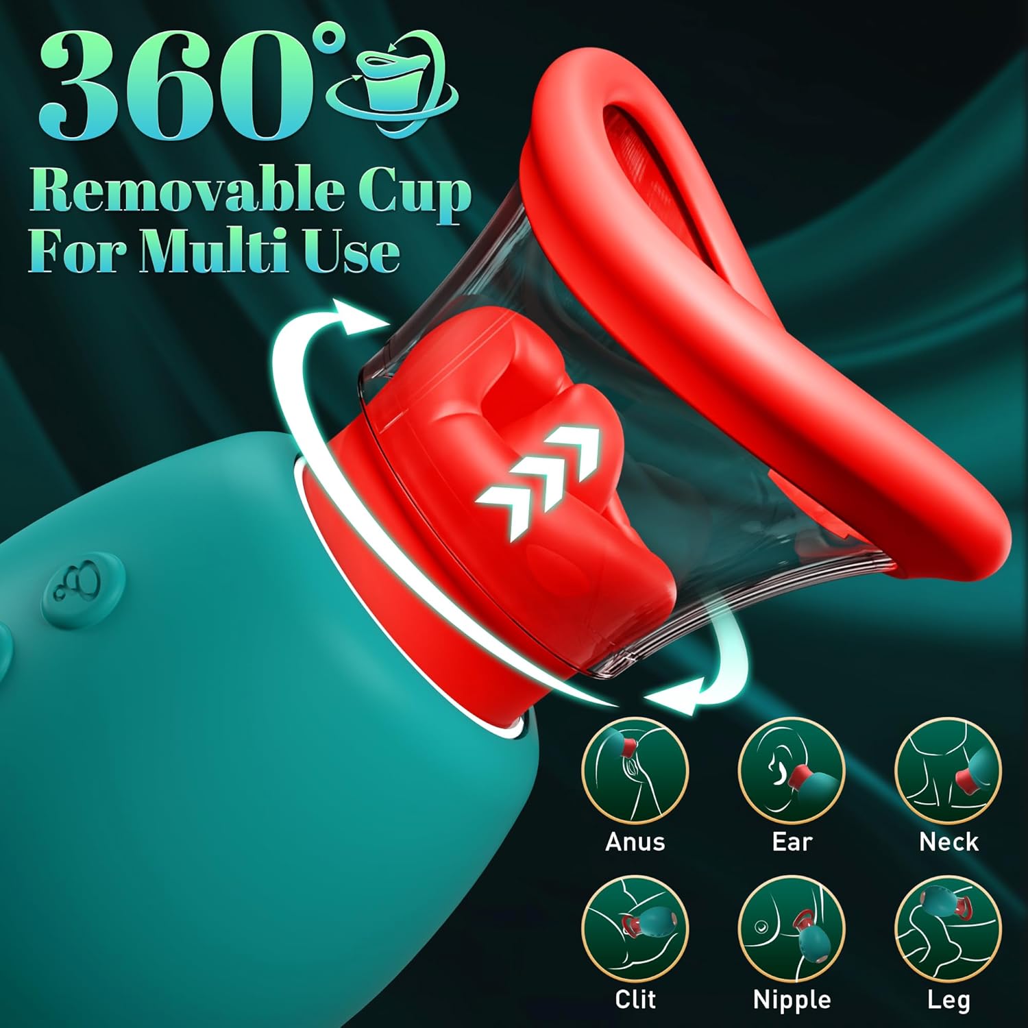 Rose Adult Tool - 4IN1 Suction Vibrators - detail view
