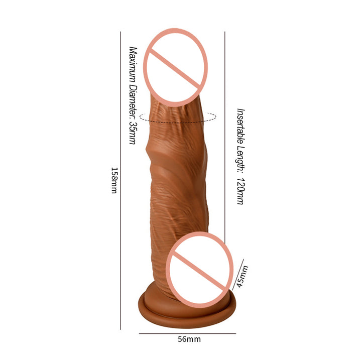 Textured liquid silicone vibrating dildo with round suction cup base