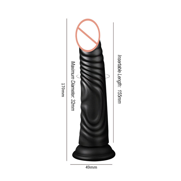 Textured liquid silicone vibrator with flat suction cup base