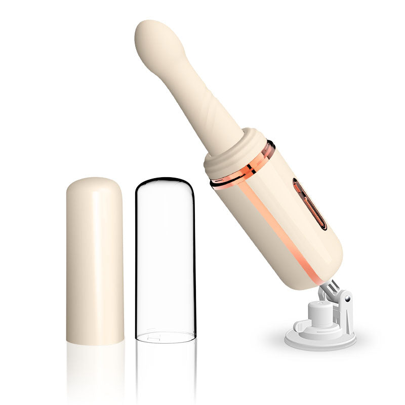 HeatedG 7-Speed Thrusting Vibrator — heated thrusting vibrator for G-spot stimulation, sleek cream body with rose-gold trim