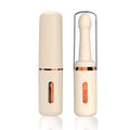 HeatedG 7-speed thrusting vibrator — closed vs open view with clear protective cover (discreet storage/travel cap)