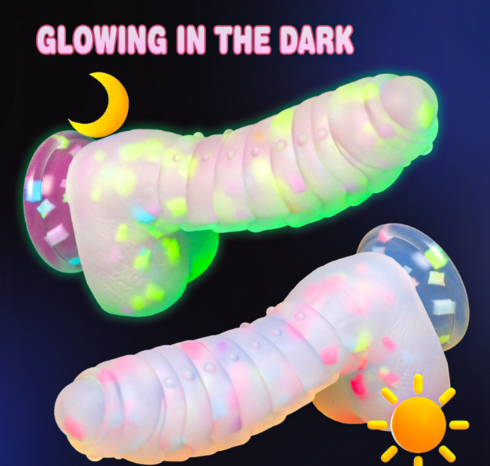 A caterpillar-shaped, colorful fluorescence dildos — view 4