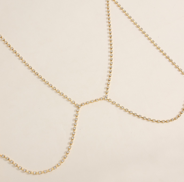Super Flash Rhinestone Bra Chain Nipple Sticker - extra detail view