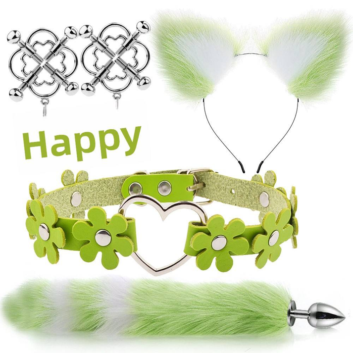 Sexual Products SM Metal Tail Anal Plug Four-piece Set Flower Plum Blossom Pendant Clover Fox Tail — view 5
