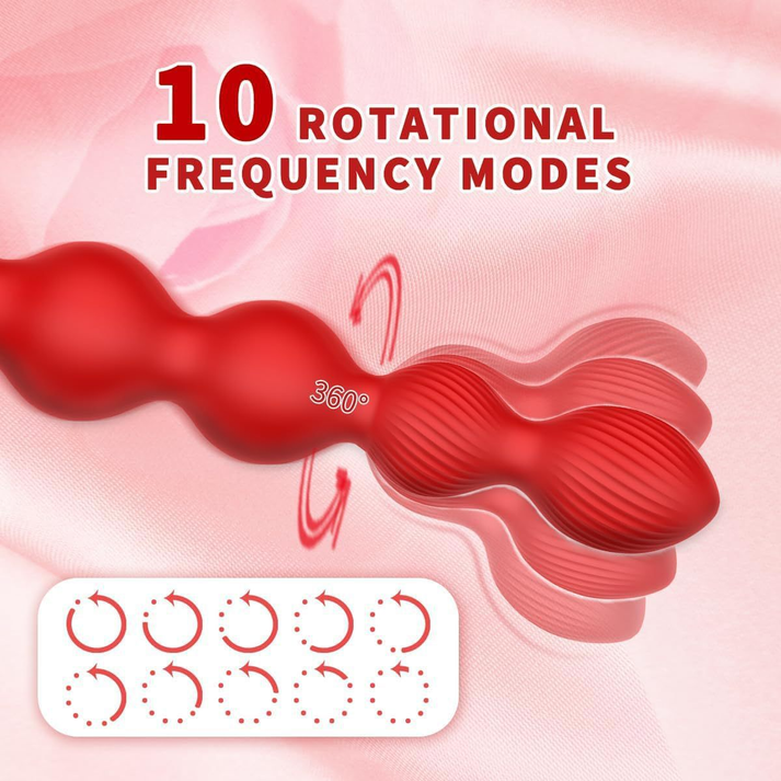 Rose Twisting Bead Pull Anal Vibrators - extra detail view