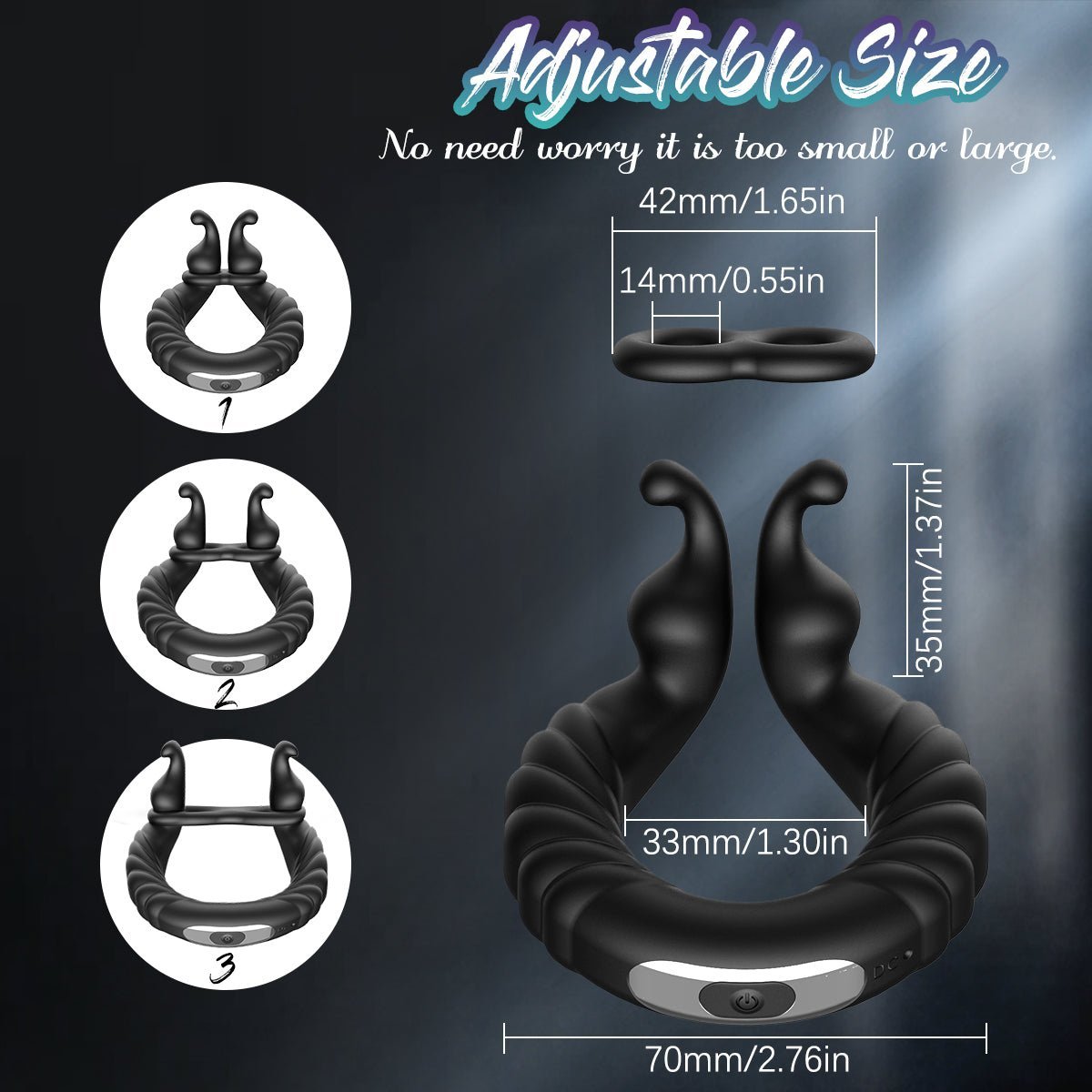 ABELE | 2 Motors Perineum Penis Ring with Vibration - alternate gallery view