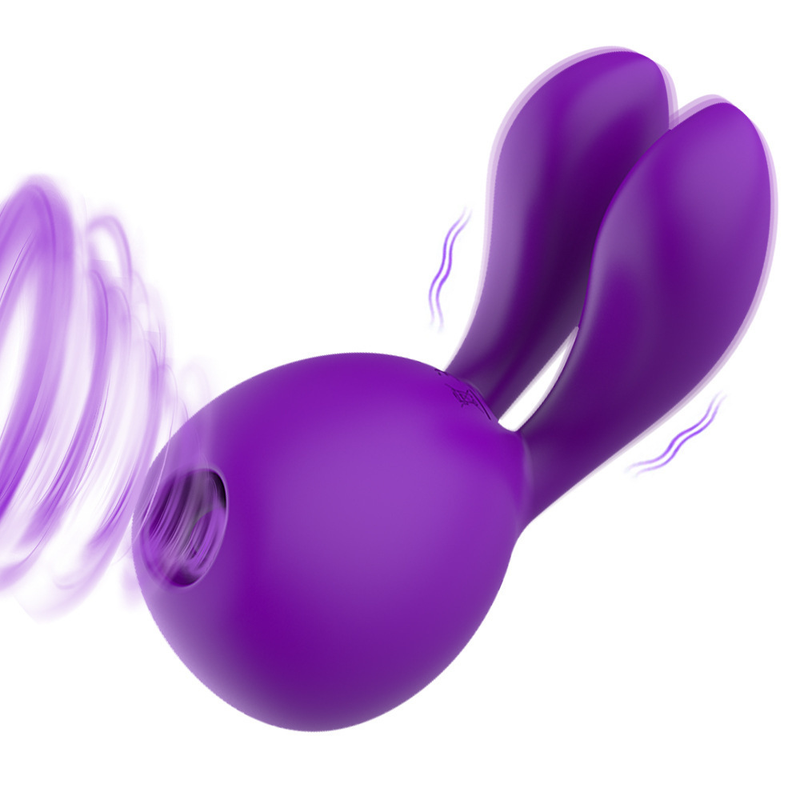 Silicone rabbit vibrator with sucking and vibrating functions