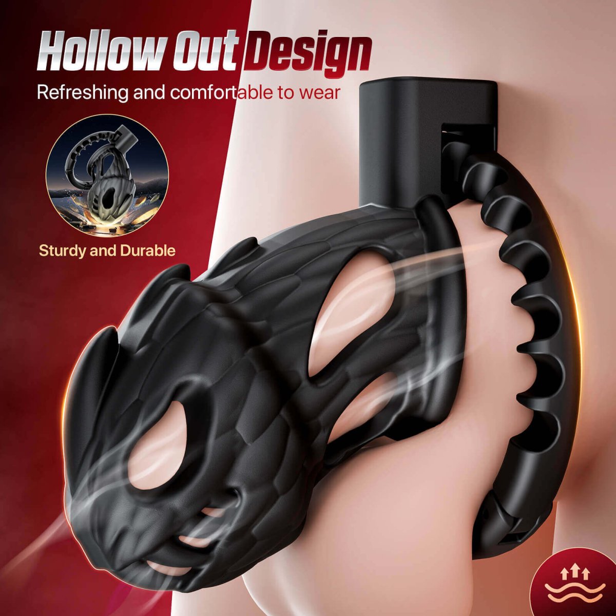 Adjustable Hollow Out Male Chastity Cage SM - detail view