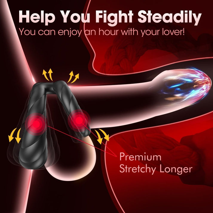 Adult Double Penis Ring Vibrator Cock Ring with 10 - extra detail view