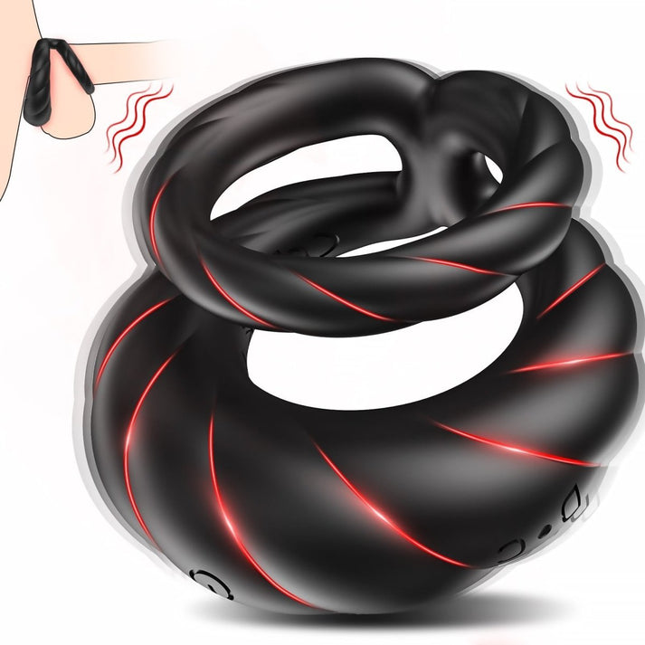 Adult Double Penis Ring Vibrator Cock Ring with 10 - alternate view
