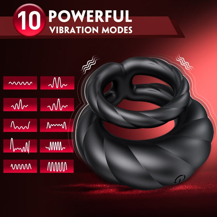 Adult Double Penis Ring Vibrator Cock Ring with 10 - detail view