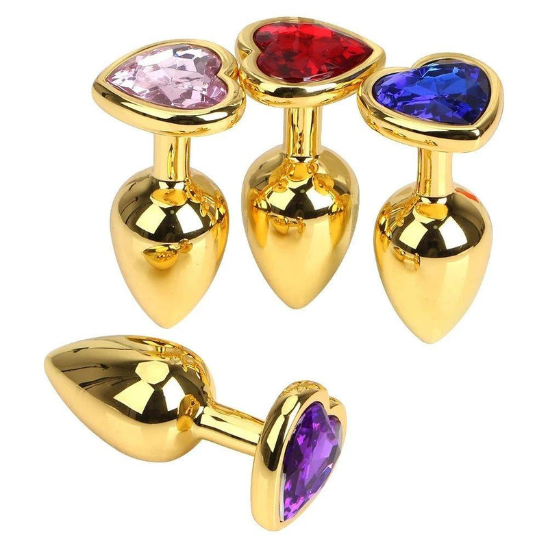 Anal Plug Female Sex toy 3 Sizes Mini Heart Hip Stimulator Smaller Gold-plated Metal Anal Plug Adult Sex Toy — view 5