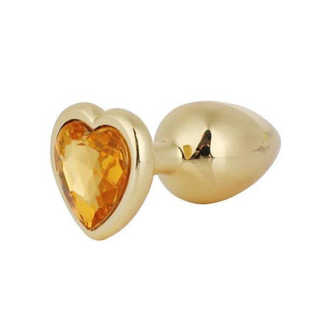 Anal Plug Female Sex toy 3 Sizes Mini Heart Hip Stimulator Smaller Gold-plated Metal Anal Plug Adult Sex Toy - Seductiva