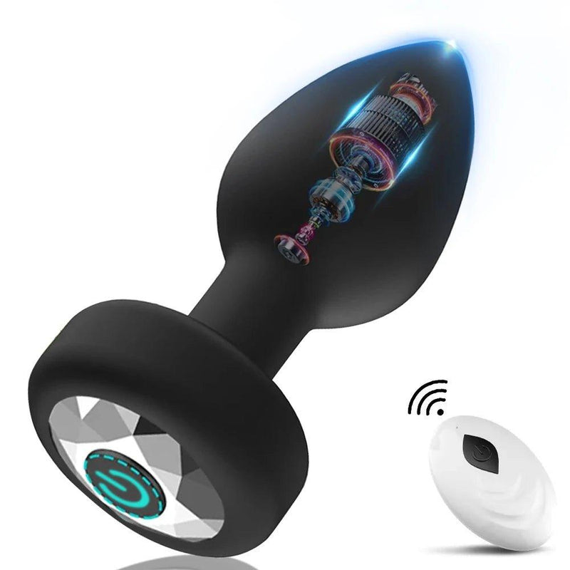 Tapered vibrating butt plug with flared base and smartphone app control