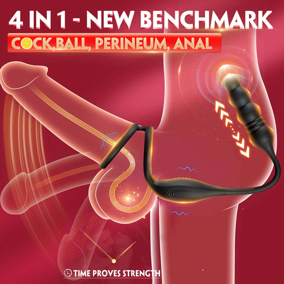 ARCHIE4| Vibrating and Thrusting Anal Plug - detail view
