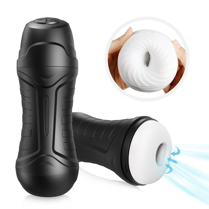 Automatic male masturbator with textured inner sleeve and app control