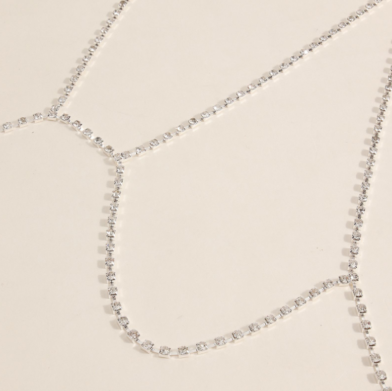 Super Flash Rhinestone Bra Chain Nipple Sticker - alternate gallery view