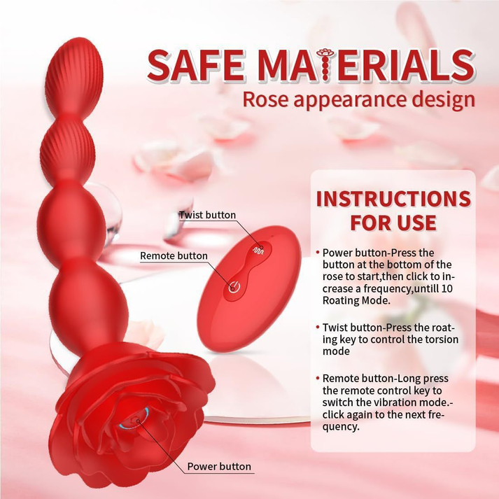 Rose Twisting Bead Pull Anal Vibrators - additional view