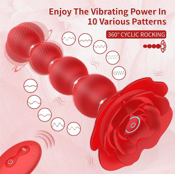 Rose Twisting Bead Pull Anal Vibrators - gallery image