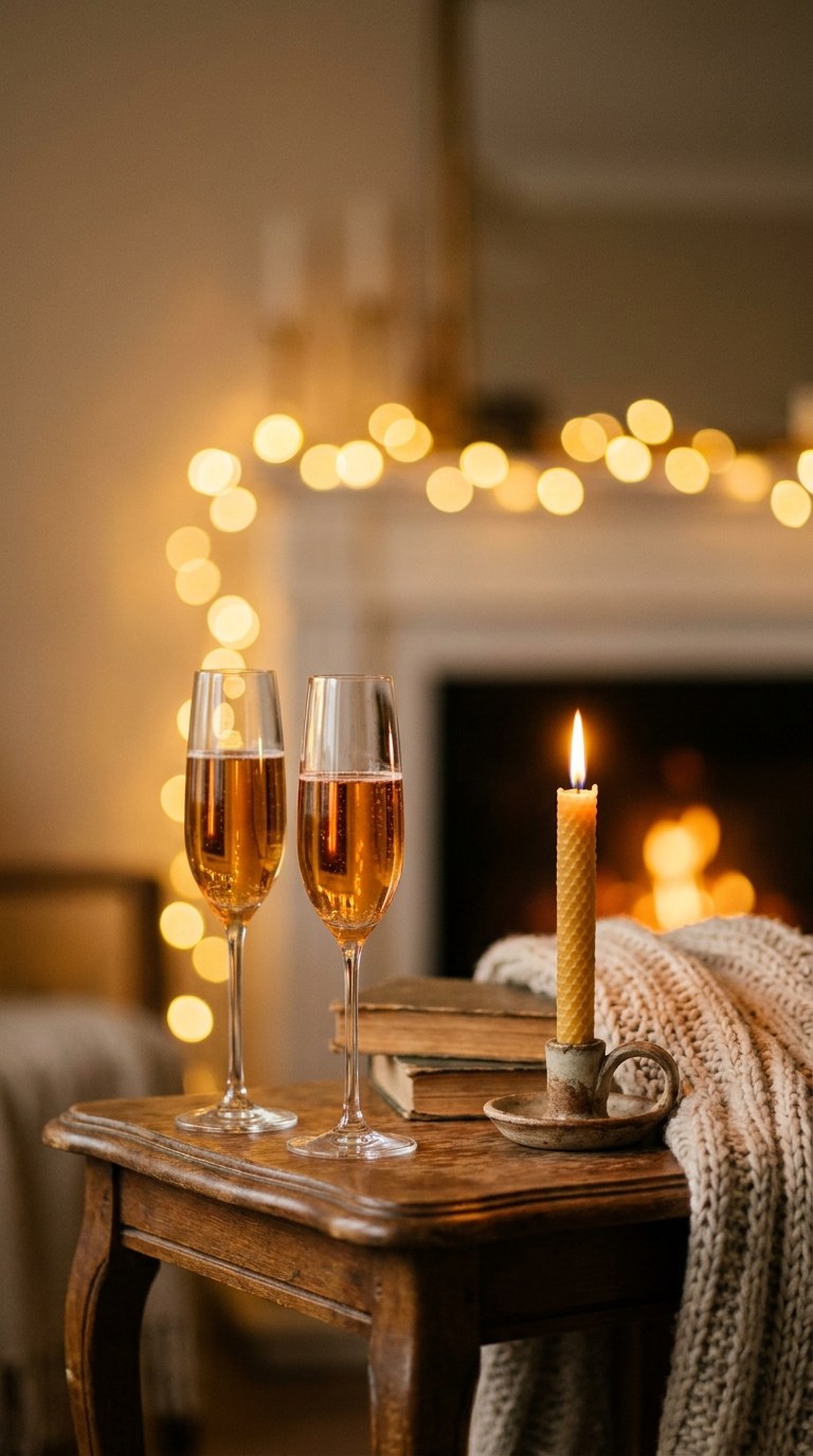 Warm candlelit date-night setting