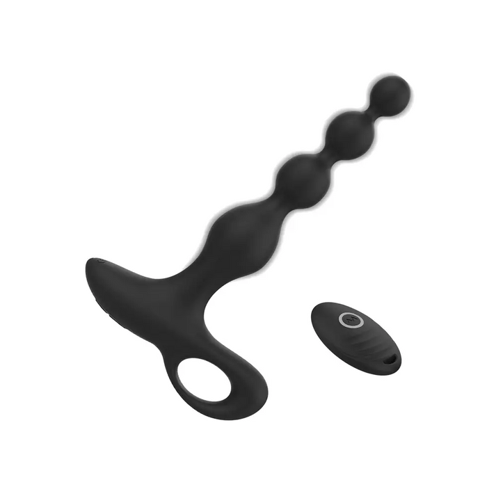 Flexible bendable anal beads with graduated beads and wireless remote