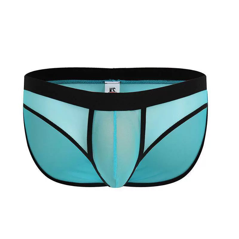 Summer Men's Underwear Briefs Nylon Low Waist Breathable Thin Transparent Mesh Sexy U-shaped Large Pouch Design