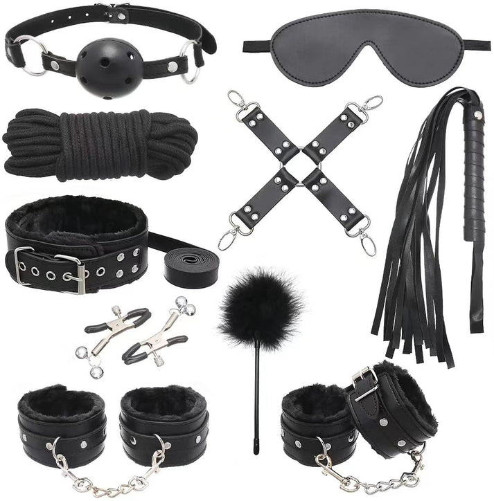 Bondage Leather and Faux Fur 10 - Piece & 11 - Piece Set - detail view