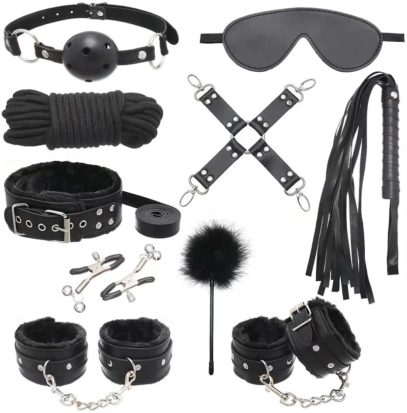 Bondage Leather and Faux Fur 10 - Piece & 11 - Piece Set - detail view
