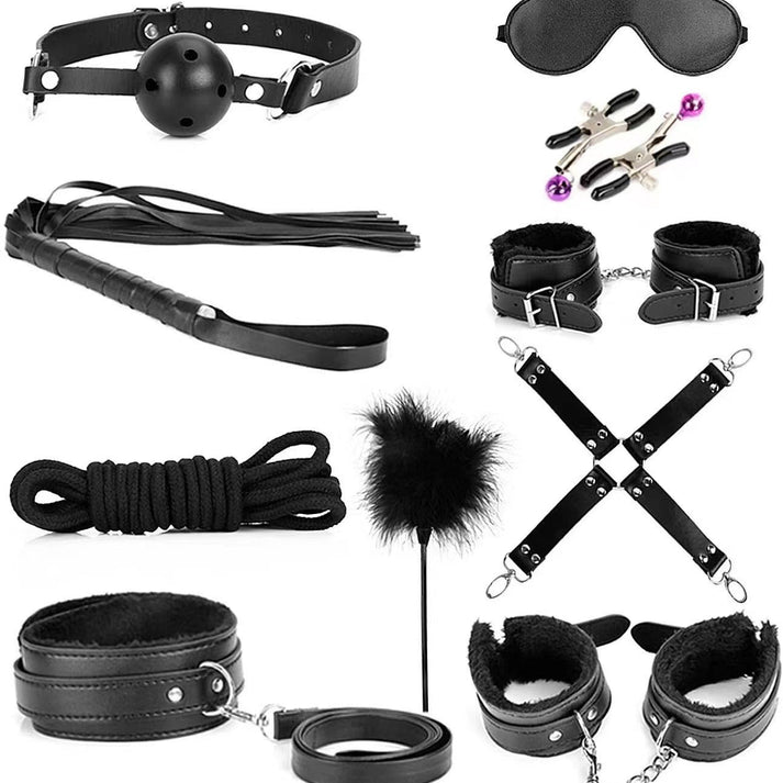 Bondage Leather and Faux Fur 10 - Piece & 11 - Piece Set - alternate gallery view