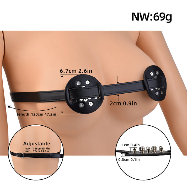 Leather Breast Mask BDSM Toy - extra detail view