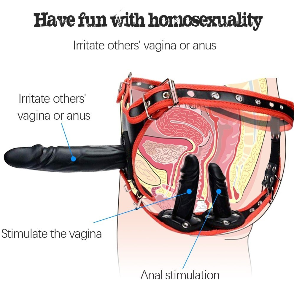 3 Removeable Silicone Double Sided Strapon Dildo with - additional view