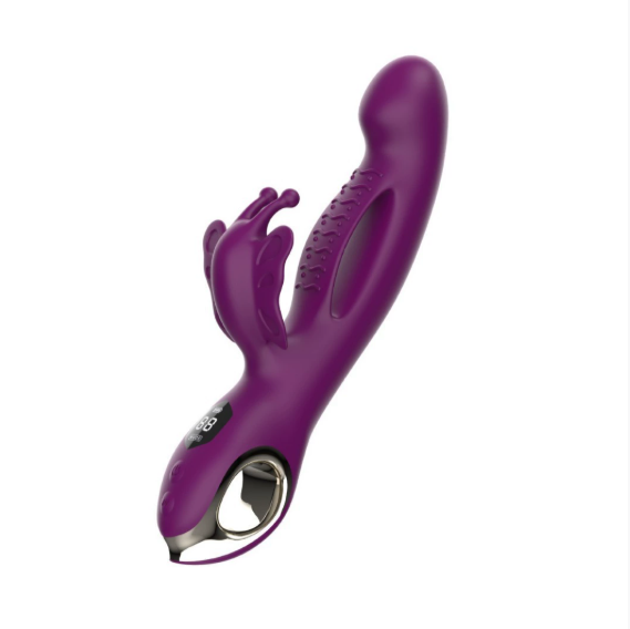 Vibrator with a shaped clitoral head and a curved G-spot shaft