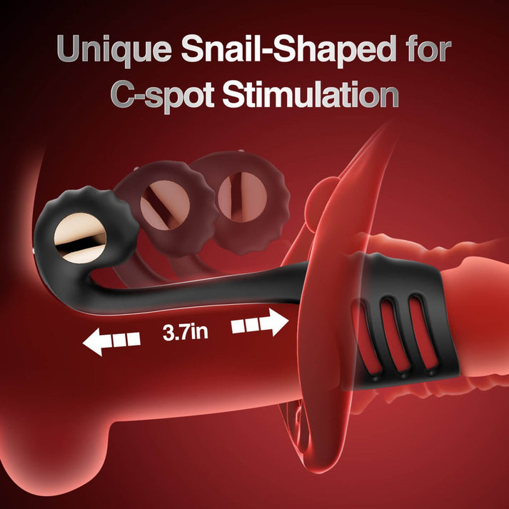 Case|multi Stimulation Snail - Shaped Penis Sleeve Ring - extra detail view