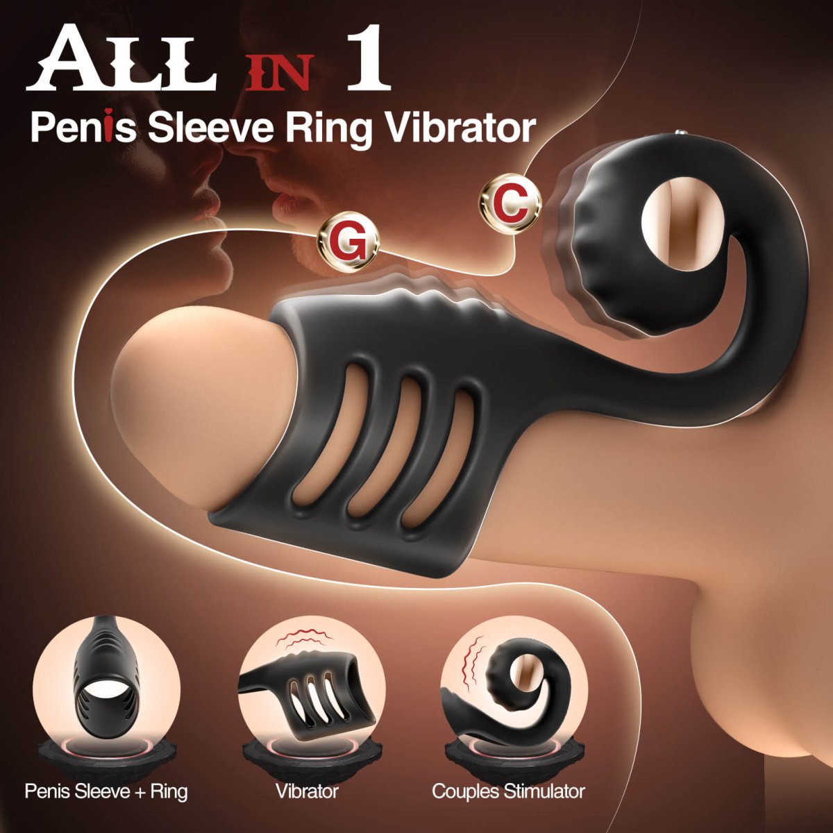 Case|multi Stimulation Snail - Shaped Penis Sleeve Ring - alternate view