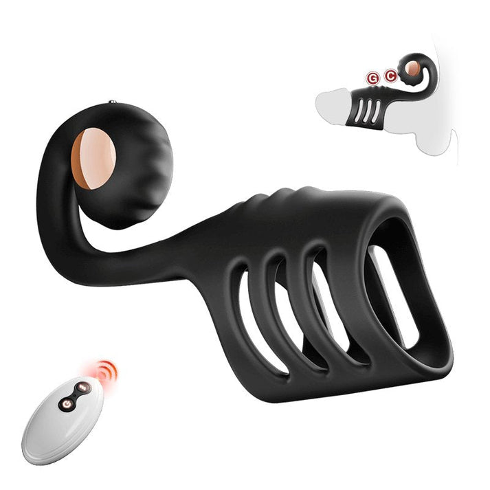 Snail-shaped silicone vibrating cock ring with two motors