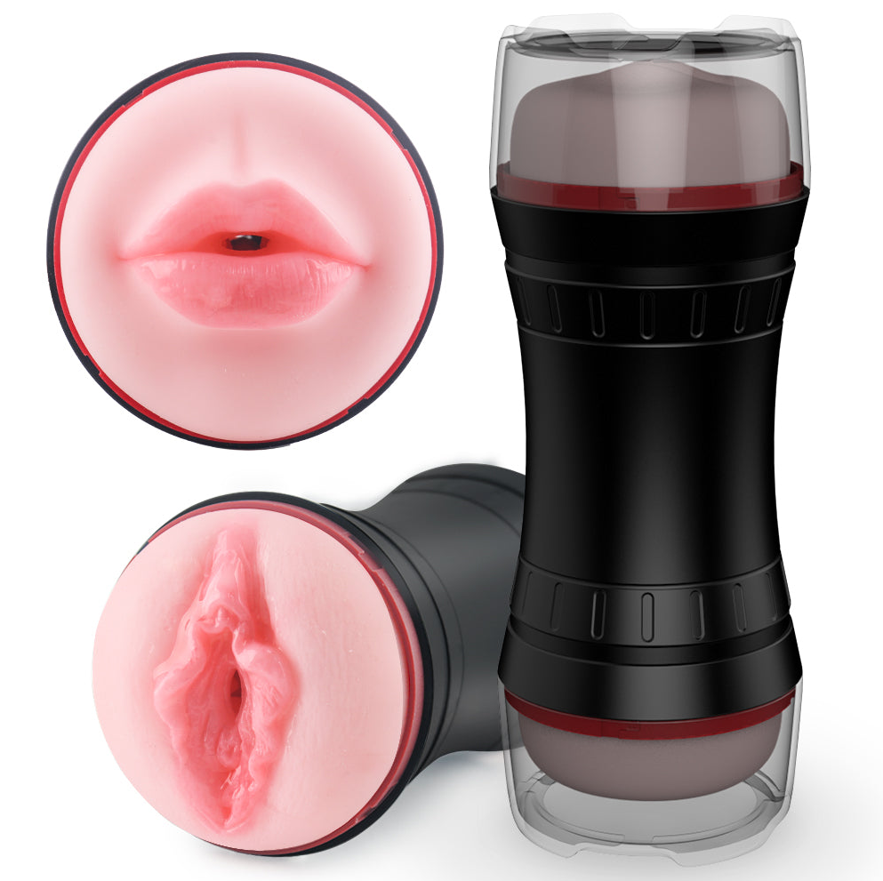 The Double - Ended Design of the Masturbator Offers a - alternate view