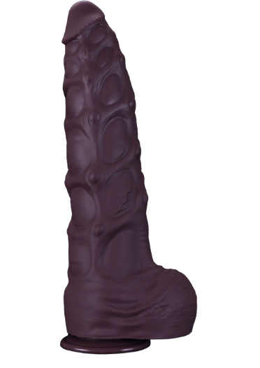 Oversized extra-thick seahorse-shaped silicone dildo with suction-cup base