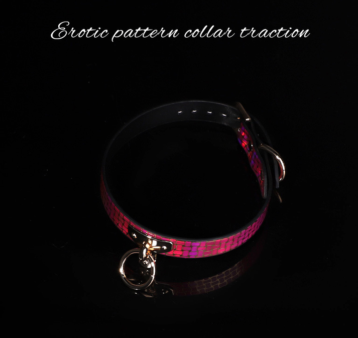 sm rose color patterned lustrous texture traction collar — view 4