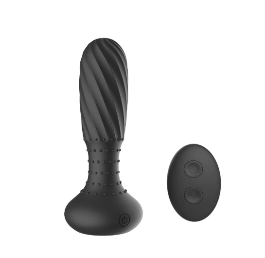 Tapered vibrating anal plug with rotating bead shaft